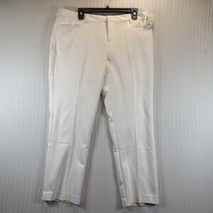 CJ Banks Pant 14W Petite‎ The Perfect Pant White High Rise Relaxed Trouser NWT